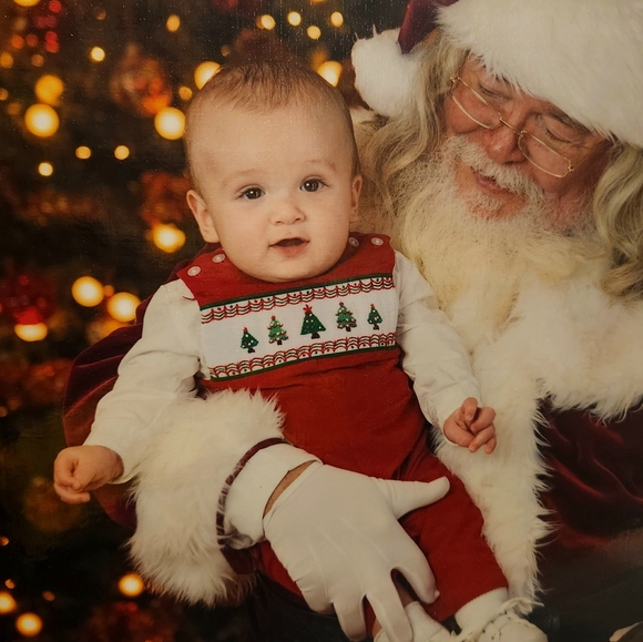 Red Corduory Jumpsuit Holiday Christmas Tree Overalls Baby Size 6M - Picture 6 of 6